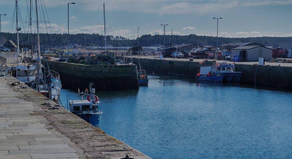Burghead Harbour - clean up followed spill from trawler.